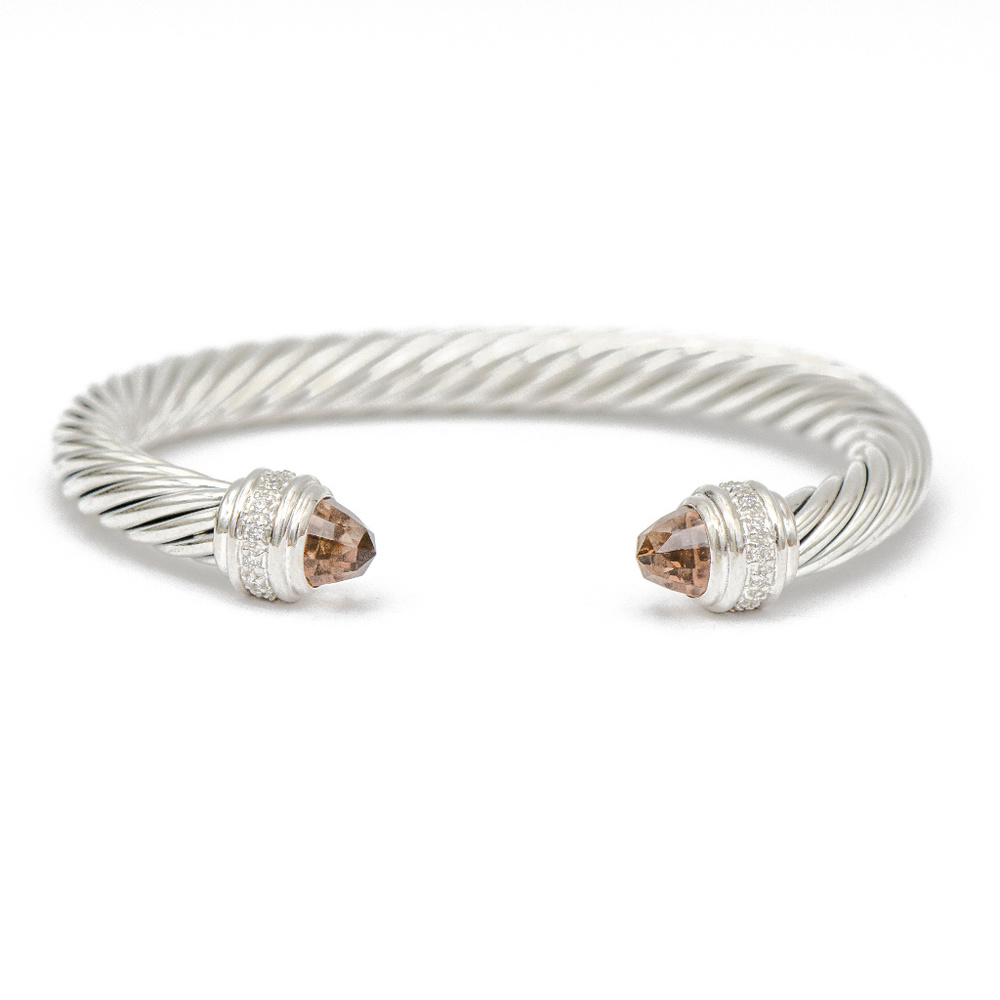 DAVID YURMAN 7mm Cable Cuff w Morganite & Diamond - Picture 1 of 5